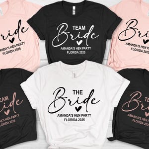 Custom Hen Party T-Shirts, Bachelorette Party Shirts, Team Bride Shirt, Hen Party Shirts,  Wedding Party T-shirt, Bridal Shower Gifts