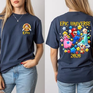 Custom Super Mario Galaxy Shirt,Epic Universe 2026 Tee,Family Universal Studios Mario Tee,Super Mario All Characters Tshirt,Family Trip 2026 bild 3