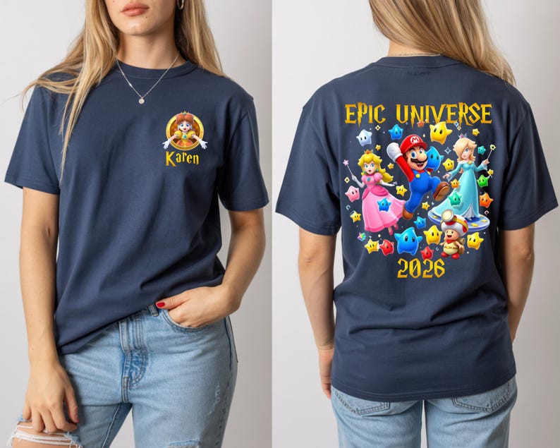 Custom Super Mario Galaxy Shirt,Epic Universe 2026 Tee,Family Universal Studios Mario Tee,Super Mario All Characters Tshirt,Family Trip 2026 bild 3