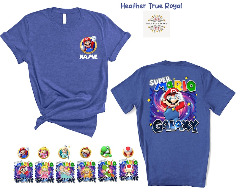 Personalized Super Mario Galaxy Tshirt, Family Universal Studios Mario Shirt, Super Mario Characters, Universal Orlando Park Birthday Tee image 1