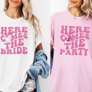 Comfort Colors® Here Comes The Bride Shirt, Bachelorette Party Shirts, Bridesmaid Gift, Here Comes The Party, Disco Bride, Bach Trip Shirt