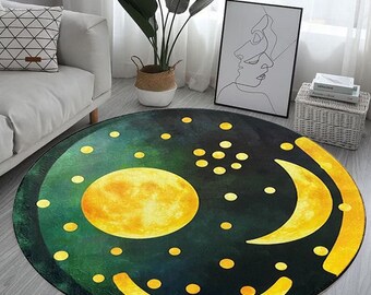 Tapete circular Nebra Sky Disk, tapete redondo vibrante com estampa Nebra Sky Disk, tapete lavável à máquina, tapete decorativo redondo, tapete redondo para presente, tapete redondo