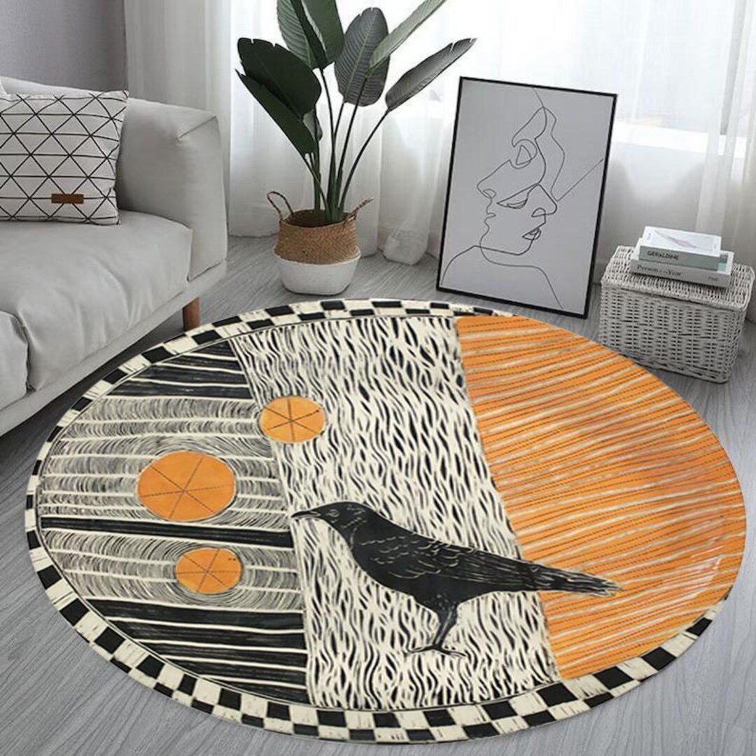 Colorful Printed Round Rug, Cool Circle Rug, Kitchen Rug, Unique Area ...