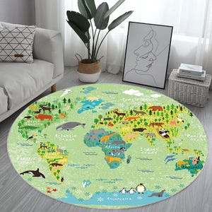 Teppich für Kinder, Kinderzimmer Teppich, Karte, Kinder Teppich, Teppich Teppich, Handgeknüpft, Handgeknüpft, Handgeknüpft, Handgeknüpft