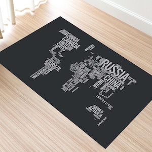 Tapis du monde, monde, terre, tapis carte, tapis carte du monde, décoration d'intérieur noir, tapis esthétique, tapis éducatif, tapis chambre d'ado, tapis élégant, tapis sur le thème de la carte