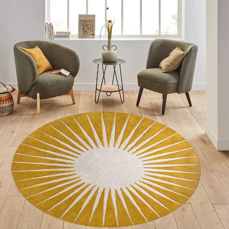 Sun Round Cotton Rug Area Rug for Hall Kitchen Living Room Bed Room ...