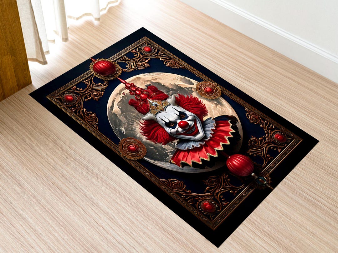 Gothic Clown Rug, Horror Clowncore Carpet, Spooky Halloween Circus ...