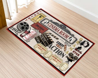 Movie Rug,Drama Rug,Cinema Rug,Ticket,Scenario Rug,Film Pattern Rug,Theater Rug,Film Maker Rug,Home Decor,Movie Room Decor,Living Room Rug