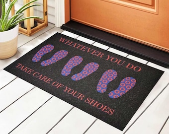 Zerbino Welcome Shoes Off Please, zerbino in cocco floccato, zerbino di benvenuto per esterni, zerbino di benvenuto, inaugurazione della casa, regalo zerbino divertente, regalo per la nuova casa