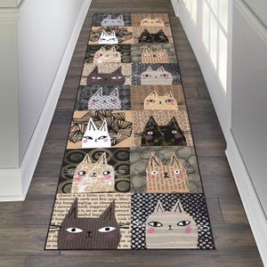 Cat rug, animal rug, cat theme area rug,Cat Friendly Rug, Cat Lover Rug, Cat Rugs,Cute Cat Carpet, Housewarming Gift, Curious Cats,Soft Rug