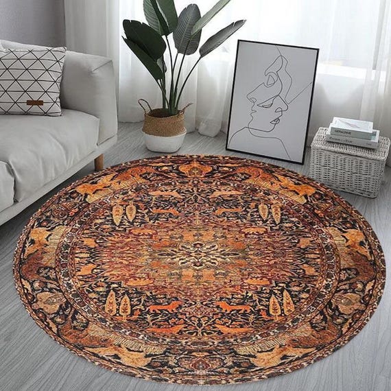 Round Rug Vintage, Earth Tones Rug, Circle Rug, Circle Rug 8x8, Circle Rug 5x5, Round Rug 5, Circle Rug Big, Round Rug 7x7, 3D Rug, Mat Rug