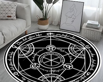 FMA Transmutation Rugs, FMA Rugs, Manga Rug, Modern Rug, Colorful Rug, Large Rug, Chenille Rug, Kitchen Rug, Non-Slip Carpet, Circle Rug
