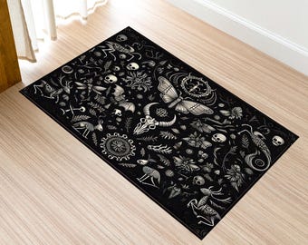 Alfombra de brujería para dormitorio mágico, alfombra gótica de bruja, alfombra con decoración mística de bruja, alfombra de habitación Fairycore, regalo de temática de brujas, base antideslizante