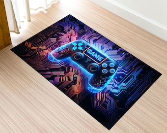 Gaming Rug for Gamers, Video Game Themed Carpet, Arcade Room Floor Mat ...