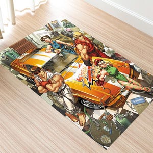 Gaming Rug, Retro Realistic 90s Arcade And Theater Style Area Rug, Video Game Decor, Gamer Rug, for Game Room, Gifts Rug, Play Room Rug