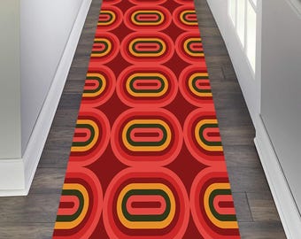 ミッドセンチュリーモダン幾何学模様ラグ：ヒッピーレトロ廊下ランナー