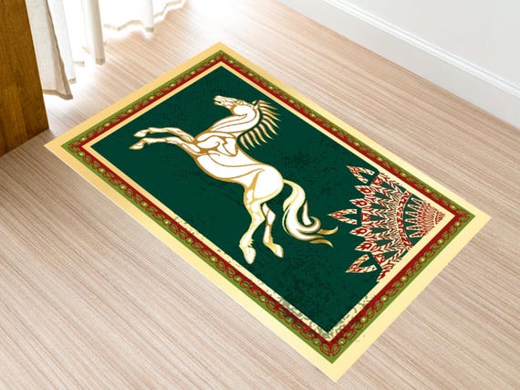 Rohan Horse Rug, Horse Rug, Animal Rug, Area Rug, Vintage Carpet, 3D Printed Rug, Entryway Rug,Rohan Horse Flag,Unique Design Print,Soft Rug