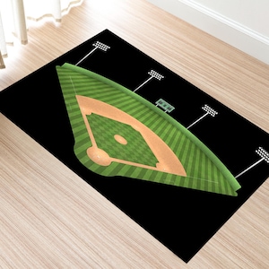 Baseball Field Printed Area Rug,Washable Baseball Field Area Rug,Gift for Baseball Field Lovers,Baseball Rectangle Rug,Ballparks of Baseball