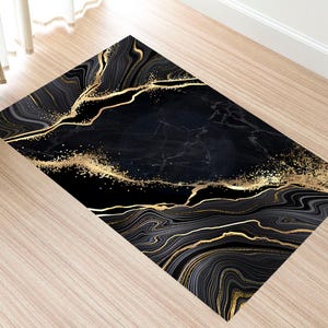Art Modern Custom, Home Decor Rug, Black Gray Marble,Marble Black Rug, Living Room Rug, Black and Gold Marble Rug, Pattern Rug, Design Rug,