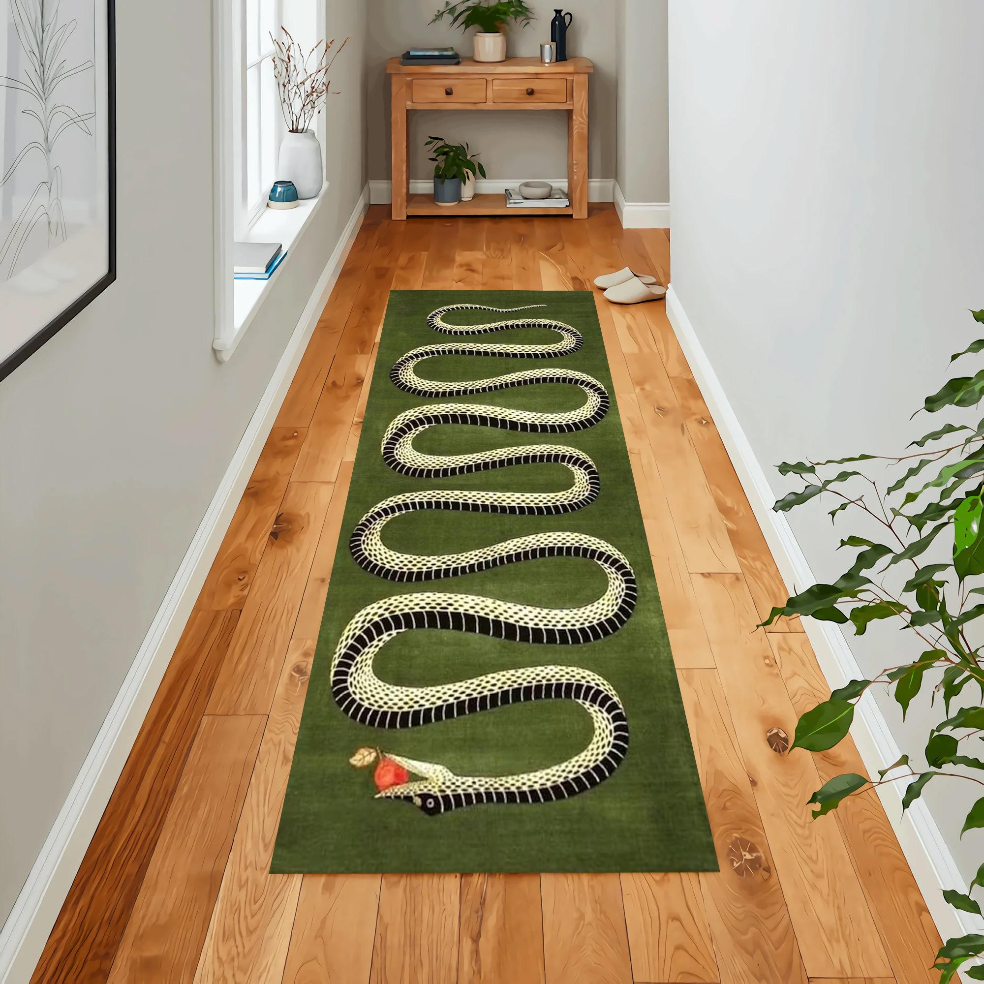 Red and Green Ground Oval Shaped Snake Rugs Modern Carpet, Home Decor ...