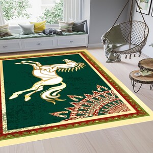 Rohan Horse Rug, Horse Rug, Animal Rug, Area Rug, Vintage Carpet, 3D Printed Rug, Entryway Rug,Rohan Horse Flag,Unique Design Print,Soft Rug image 2