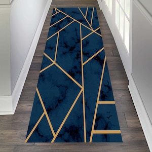 Blue and Gold Marble Rug, Marble Decor,Marble Rug,Marble Design Rug,Unique Rugs, Non Slip Rug,Ruggable Rug, Marble Pattern,Decorative Carpet