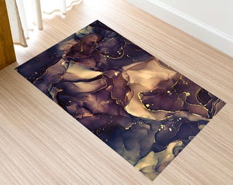 Brown And Gold Marble Rug,Gold Marble Rugs, Marble Rugs,Luxury Rug,Alcohol Ink Rugs, Machine Washable Rug, Bedroom Rug,Shimmery Rug,Thin Rug