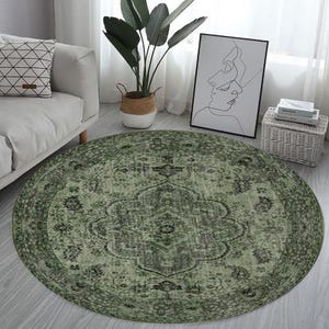 Green Round Rug, 8 ft round rug, 5 feet round rug, 9 feet round rug, 6 feet round rug, Decorative Round Rug, 5&#39; Round Rug, 9&#39; Round Rug, Rug