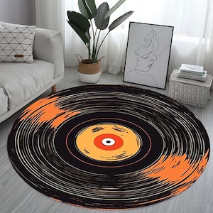 Record, Record Rug, Round Record Rug, Round Rug, Round Music Rug, Music Design Rug, Music Room Rug, Gift Record Rug, Gramophone Record Rug