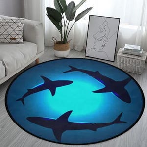 Sea World Nursery Rug, Whale Playmat for Kids Room, Cute Whale Rug, Marine Toddler Round Carpet, Non Slip Activity Rug, Creatures Playroom