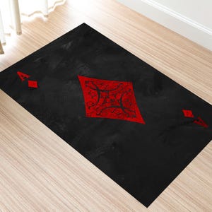 Naipes, juego de póquer, alfombra con símbolos de naipes, alfombra con diseño de habitación de jugador de póquer, alfombra decorativa para fiesta de casino, alfombra temática, alfombra de cartas, amantes del póquer