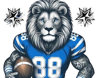 Football Lion Mascot PNG: Game Day Design (Digital Download)