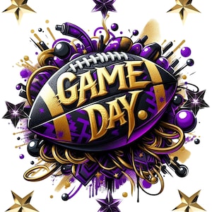 Purple and Gold Game Day, Football Team, PNG, Digital Image, Digital Download, Dye Sublimation, Minnesota, Professional football, Minnesota