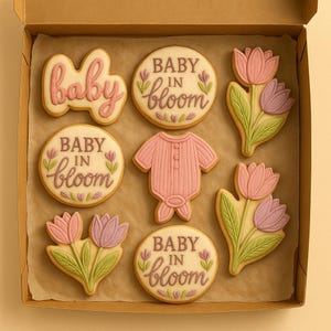 2 dozen Baby in Bloom Cookie Set – Floral Baby Shower Sugar Cookies
