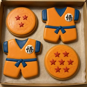 Anime Birthday Cookies: Custom Fighter Theme Sugar Cookie Set