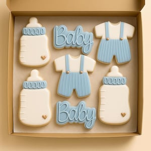 Baby Shower Blue Royal Icing Cookies Gift Set