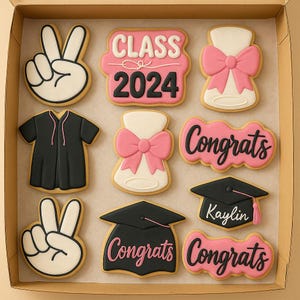 Graduation Cookies, Custom Congrats Cookies, Grad Cap and Diploma Cookies, Graduation Party Favors, Senior 2024 Sugar Cookies
