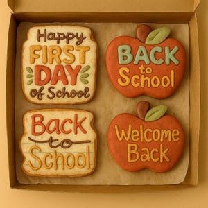 Back to School Royal Icing Cookies – First Day of School Decor – Welcome Back Treats for Teachers & Students