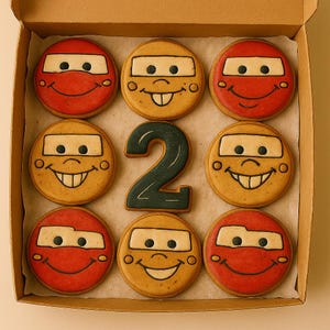 2 dozen Race Car Birthday Cookies – Custom Age Sugar Cookies for Kids – 2nd Birthday Party Favor Set