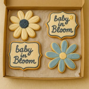 Baby in Bloom Sugar Cookies: Floral Daisy Baby Shower Favors