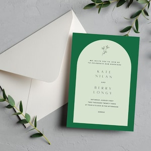 Green Wedding Invitation Template | Editable Canva Invite | Botanical Wedding Card | Instant Download | Nature Inspired Wedding