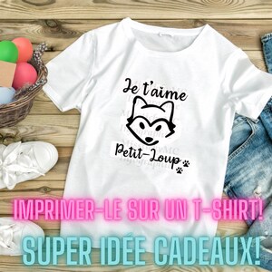 Français Digital print PNG~Impression numérique PNG-DYI Christmas gift~Je t’aime petit-loup~