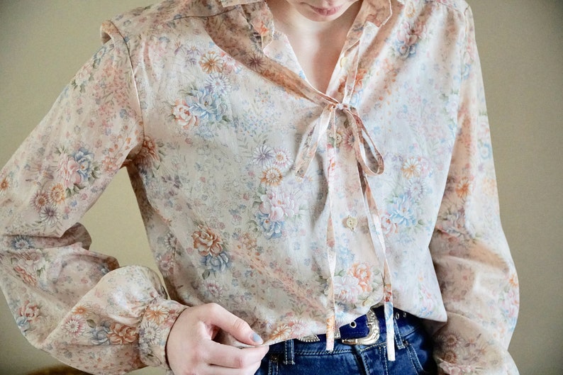 70s Vintage Pucci Floral Blouse Size Small