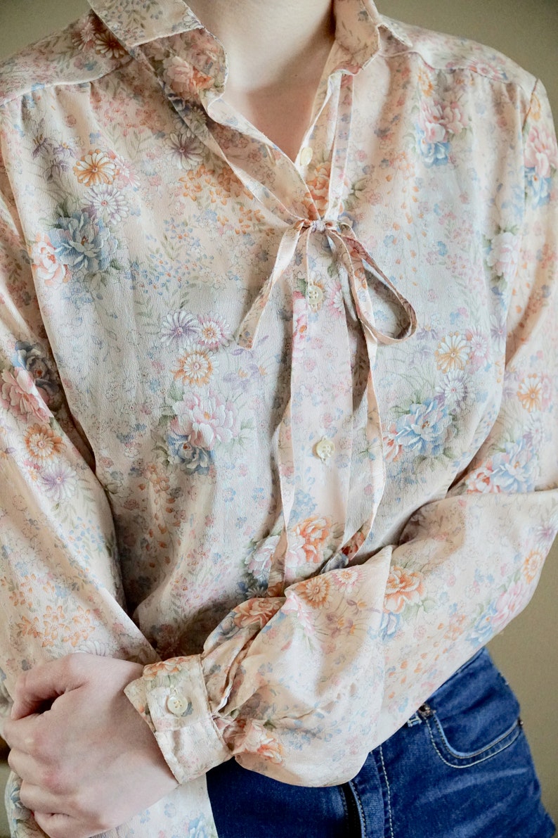 70s Vintage Pucci Floral Blouse Size Small
