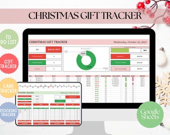 Christmas Gift Planner Excel Holiday Gift tracker Google Sheets Excel Christmas Budget Template Holiday Planning Checklist Organizer budget