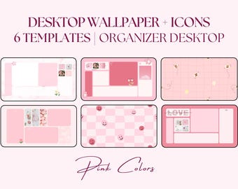Soft Pink Aesthetic Desktop Organizer Wallpaper, Minimal Laptop Mac & Windows Wallpaper, Folder Icons, Study, Work Setup, Digital Download