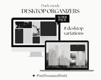 Dark Mode Desktop Organizer Wallpaper, 8 Minimalist Backgrounds, mac & windows, elegant desktop (Digital Download)