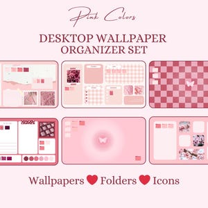 Papier peint rose esthétique pour ordinateur de bureau, papier peint souple pour ordinateur portable pour Mac et Windows, icônes de dossier, étude, configuration de travail, téléchargement numérique