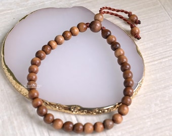 Bracelet Misbaha - Adjustable Size 6mm Ironwood 33-Bead 7-8 Inch Muslim Wrist Tasbih for Dhikr Gift or Wedding Souvenir