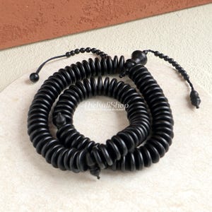 Handcrafted Black Wood Misbaha Tasbih 99 Beads – Long Oval 6x19mm Muslim Prayer Beads - Islamic Dhikr Tasbeeh Gift Boxed